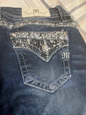 Miss Me Embellished Dark Blue Skinny Jeans with Decorative Back Pocket
